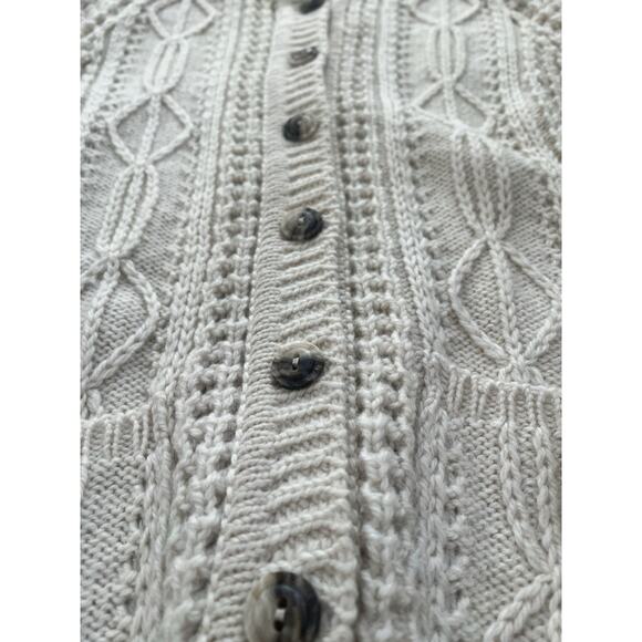 Gaeltarra Fisherman Cable Knit Wool Grandpa Sweater Button-Up Ireland - Picture 2 of 4